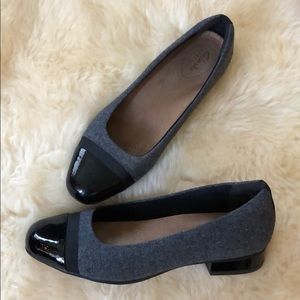 Clark’s Wool Patent Toe Flat Pump (Keesha Rosa)